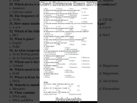 Ctevt Entrance examination 2076 for scholarship students || ctevt diploma entrance exam mcq question
