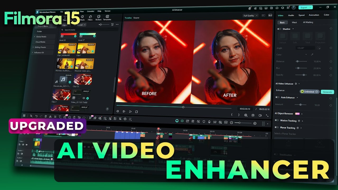Filmora 15 AI Video Enhancer | Turn Blurry Footage Into HD Instantly