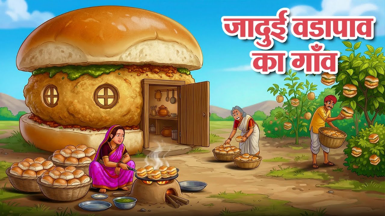 जादुई वड़ापाव का गाँव 🥪 | हिंदी कहानी 2026