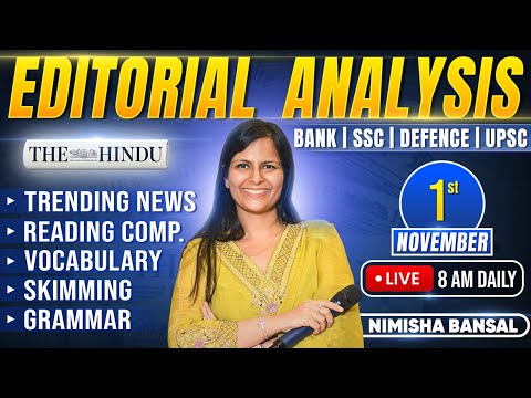 Editorial Analysis | 1st November, 2025 | Vocab, Grammar, Reading, Skimming | Nimisha Bansal