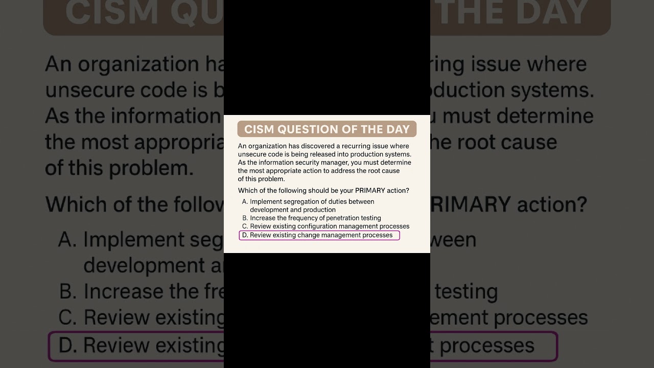 CISM Daily Challenge: How to Fix Unsecure Code in Production 🚨