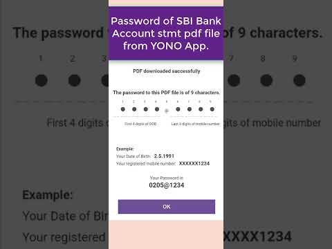 Password to open SBI Bank Account stmt PDF file downloaded from YONO  App