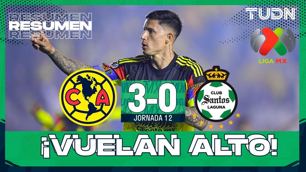 América domina 3-0 a Santos en Jornada 12 de la Liga MX ⚽