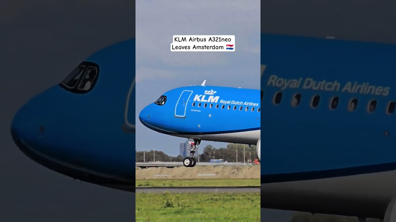 Brand New KLM Airbus A321neo Takeoff To Scotland 🚀 #aviationlovers #aviationdaily