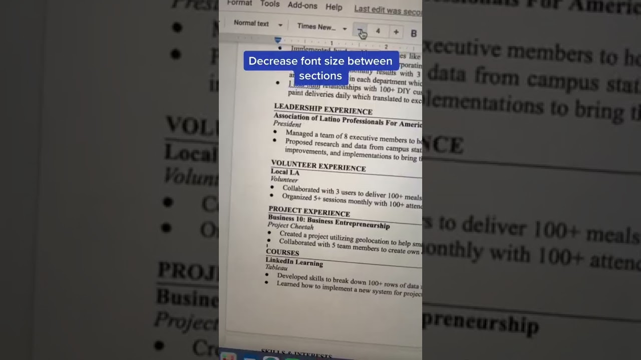 How to make your resume 1 page π«‘π‘ #SHORTS