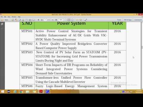 IEEE PROJECTS 2016 TITLE LIST | MATLAB POWER SYSTEM | IEEE PROJECTS 2017