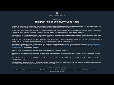'Takes 10 Years' by DHH - The great falls of Boeing, Intel, and Apple