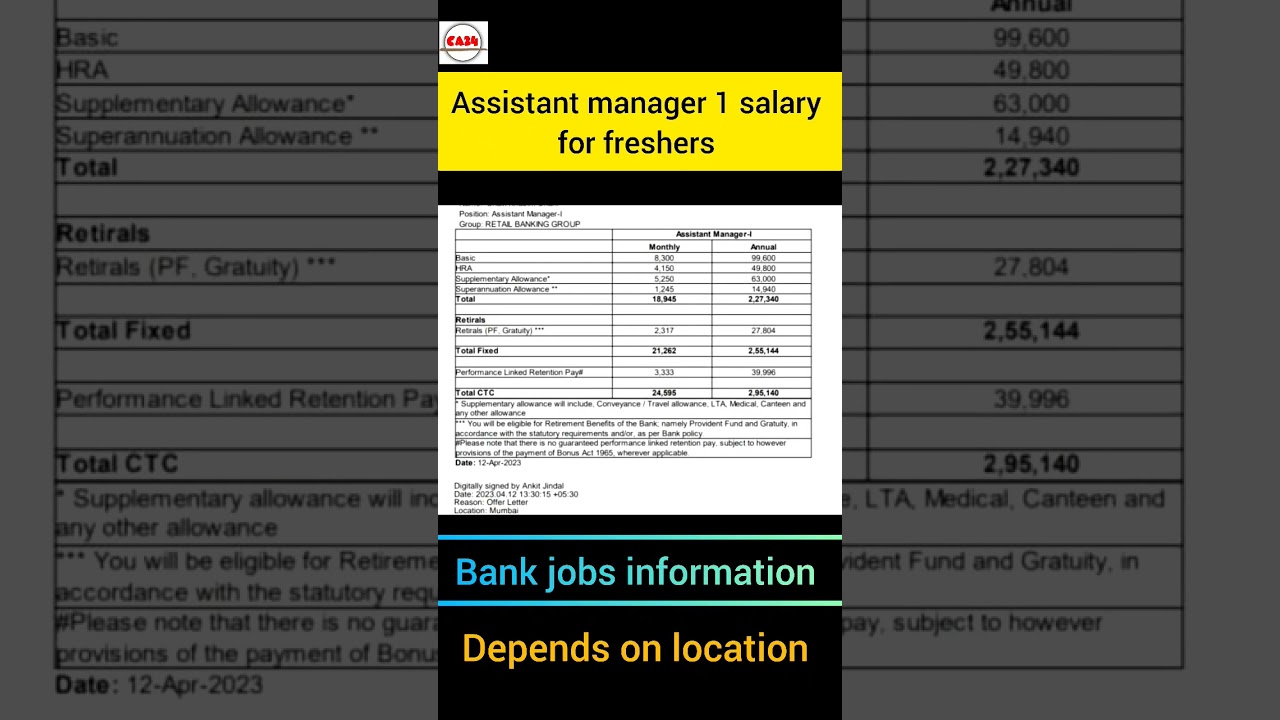 Bank Assistant Manager 1 Salary for Freshers 💼