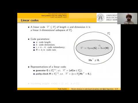 "Recent advances in code-based encryption and digital signatures" - Paolo Santini