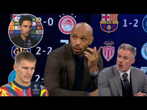 Arsenal vs Olympiacos 2-0 Ødegaard & Mikel Arteta Reaction Thierry Henry & Jamie Carragher Analysis