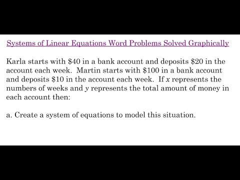 Systems of Linear Equations Word Problems Solved Graphically