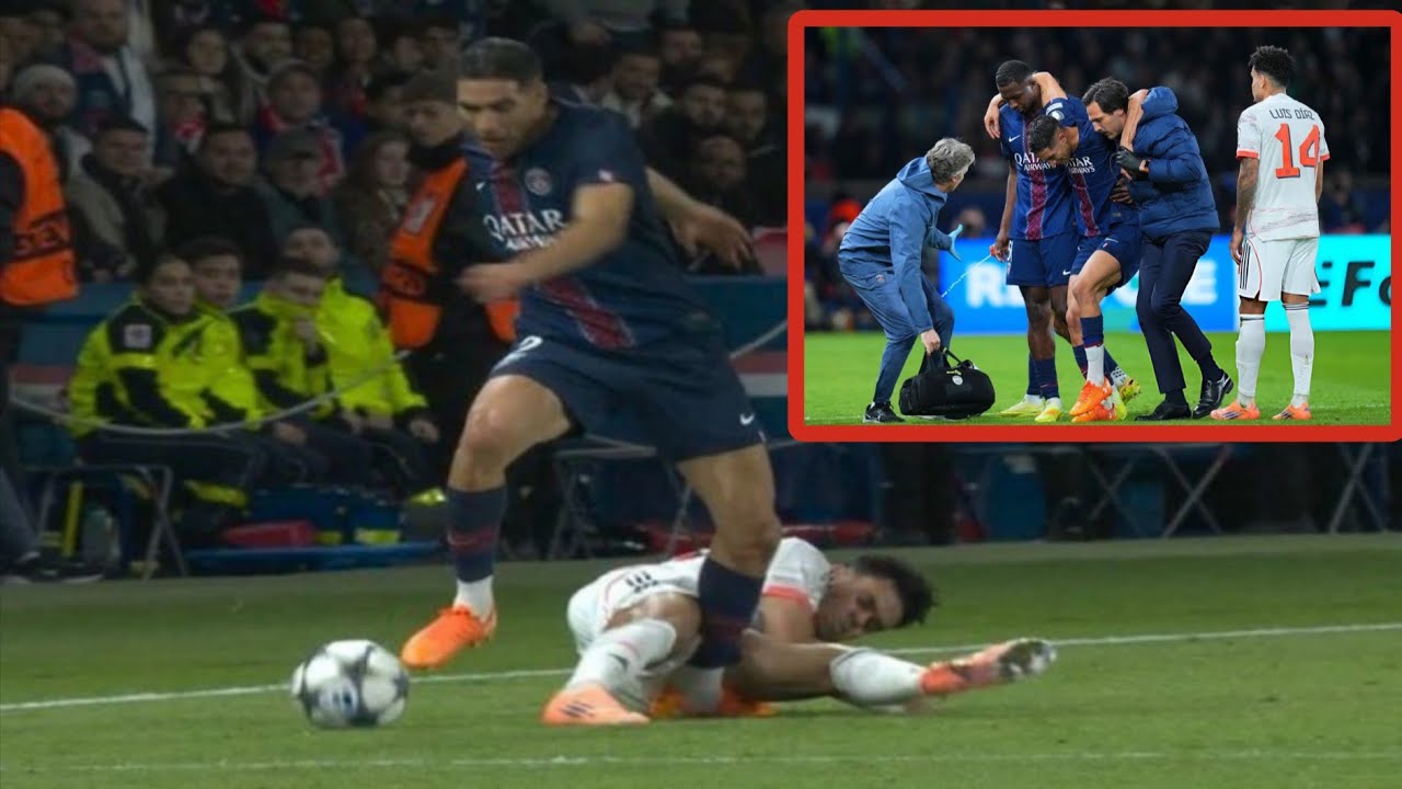 Hakimi Injury & Diaz Red Card in PSG vs Bayern 2-0 ⚽