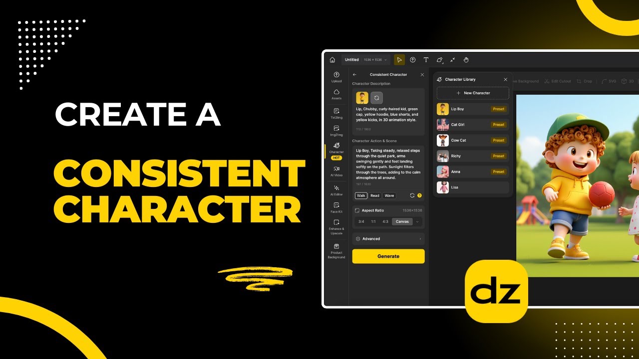 Consistent Character AI Tutorial: How to Create Perfect AI Characters | Dzine AI