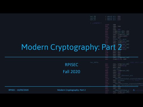 F2020 - Modern Cryptography: Part 2