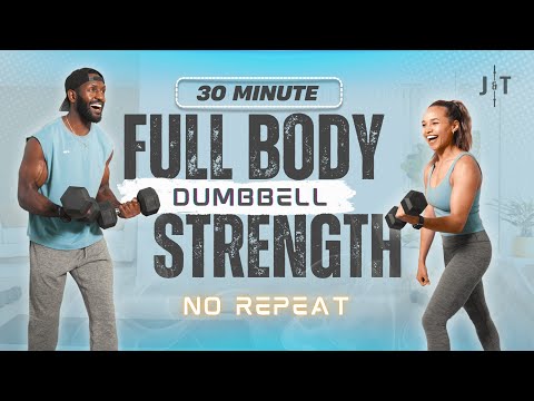 30 Minute Full Body Dumbbell Strength Workout [Muscle Building // NO REPEAT]