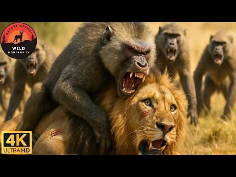Kenia: El Brutal Enfrentamiento entre una Tropa de Babuinos y un León #animalessalvajes|Wild Wonders