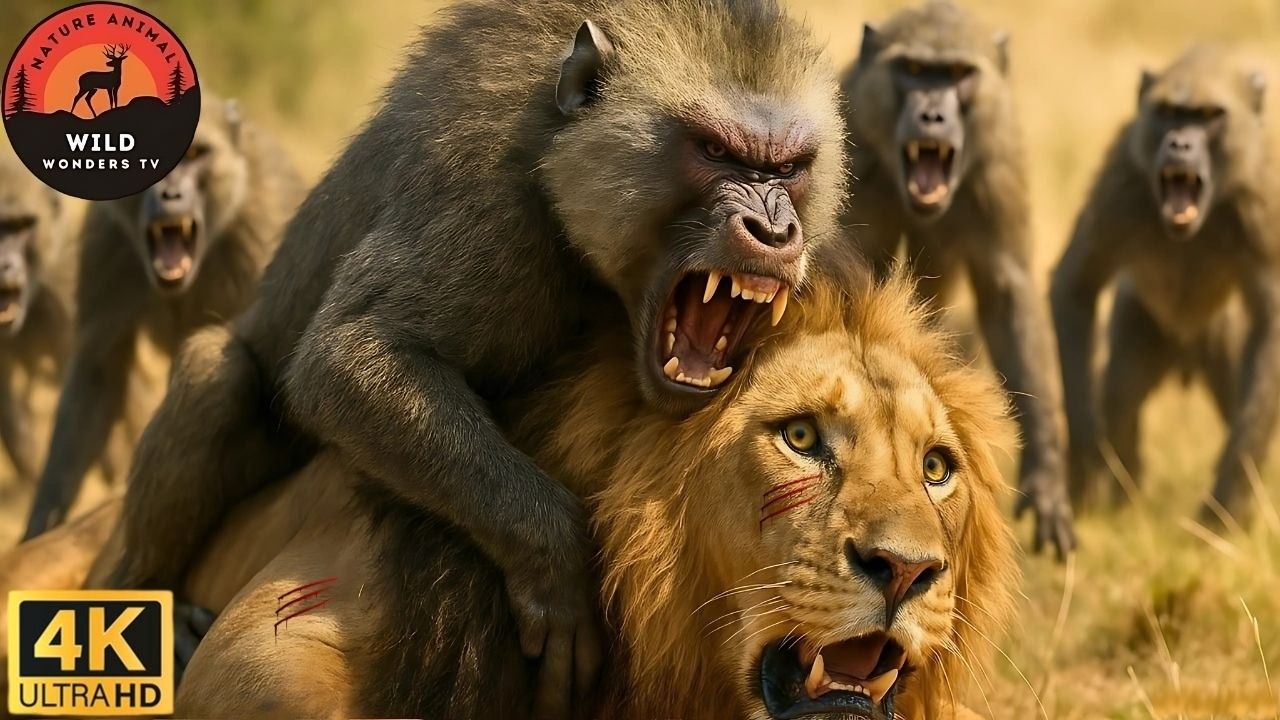 Kenia: Enfrentamiento entre Babuinos y un León