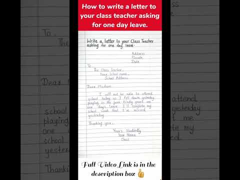 Write a letter to your class teacher asking for one day leave. #shorts #letter #letterwriting #viral