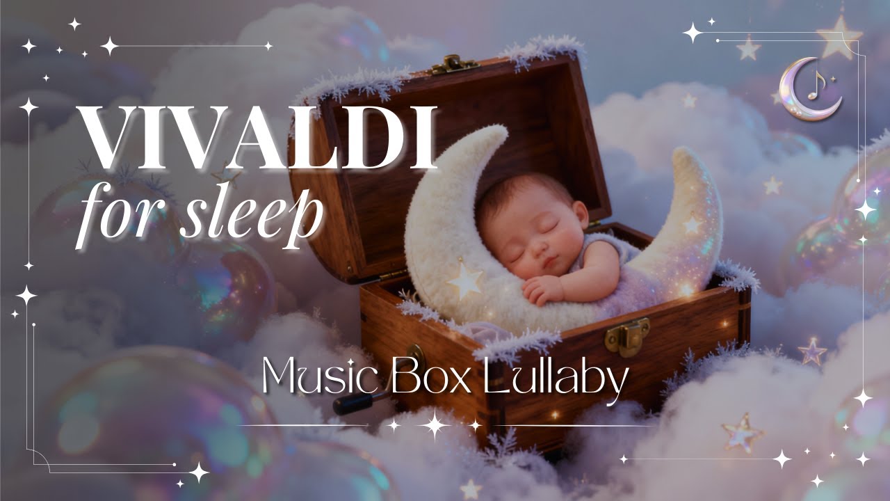 Vivaldi | Winter 2nd Movement (Largo) | Music Box Baby Sleep | Black Screen | 1 Hour