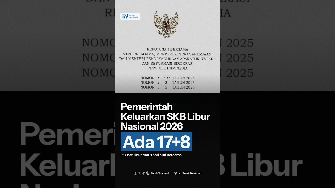 Pemerintah Tetapkan SKB Libur Nasional 2026, Terdapat 17 Hari Libur Utama dan 8 Cuti Bersama