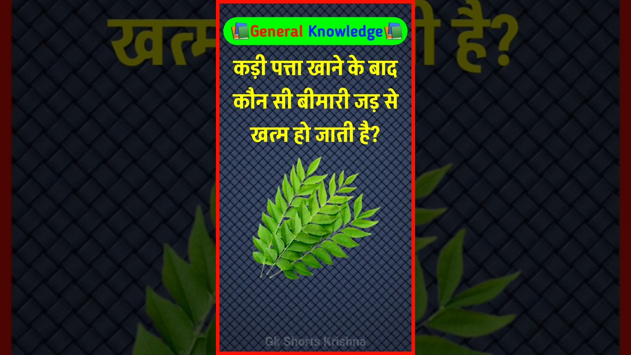 कड़ी पत्ता खाने से कौन सी बीमारी जड़ से खत्म हो जाती है? जानिए आसान GK सवाल 🌿