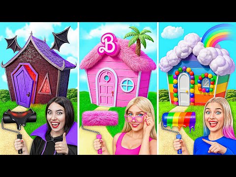 Rumah Satu Warna Tantangan | Vampir vs Barbie vs Unicorn Multi DO Smile