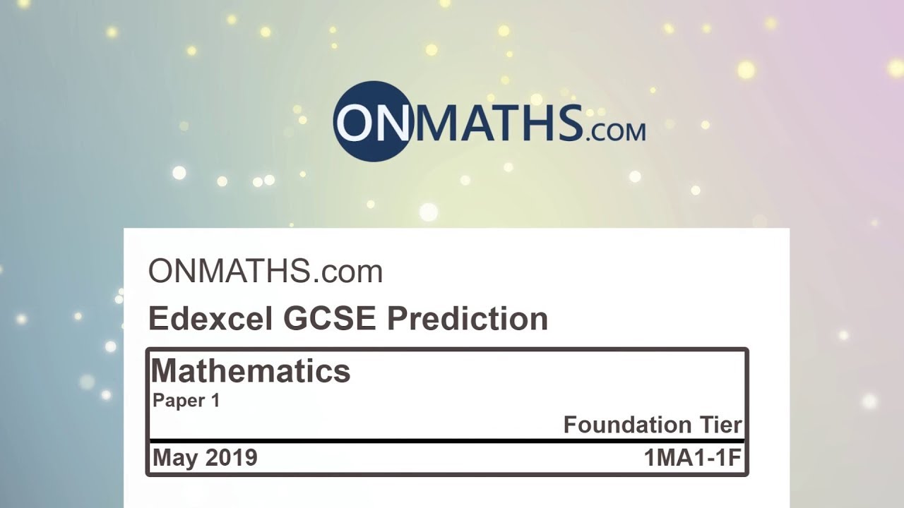 2019 Edexcel GCSE Maths Paper 1 (Foundation) – Non-Calculator Practice Exam 📝
