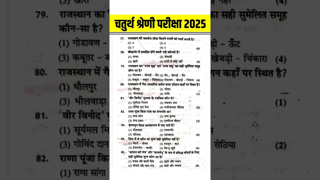Chaturth Shreni Rajasthan GK 2025 | Complete Guide for 4th Grade Bharti & Syllabus 📚