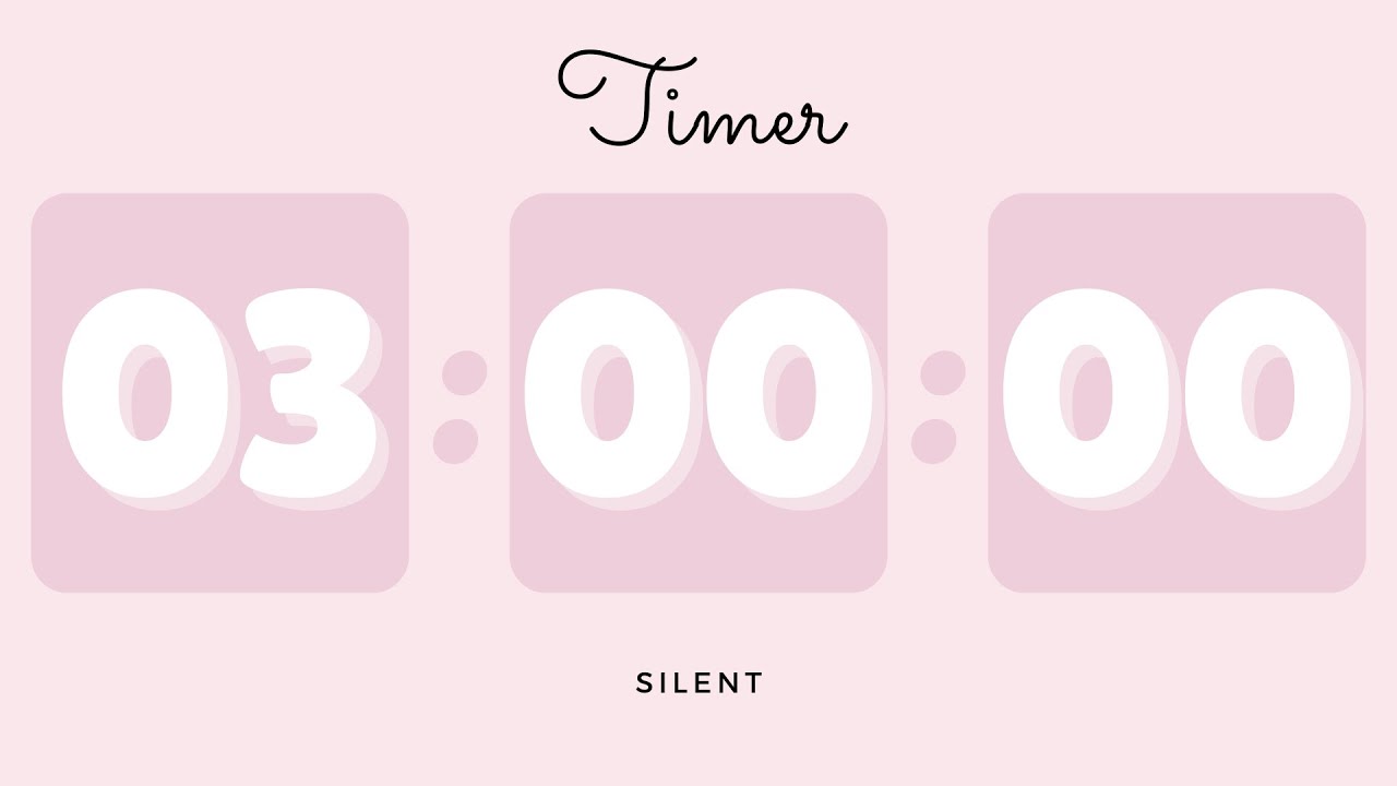 3-Hour Silent Timer with Cute Pink Alarm 🌸