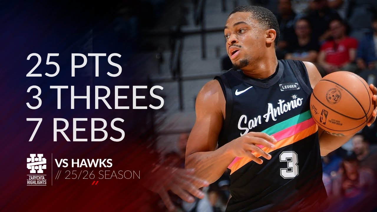 Keldon Johnson 25 pts 3 threes 7 rebs vs Hawks 25/26 season