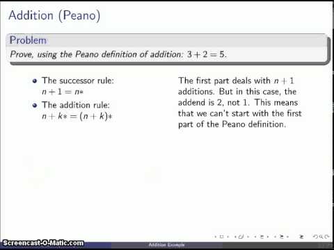 Math for Elementary Education 205 Addition Example (Peano)