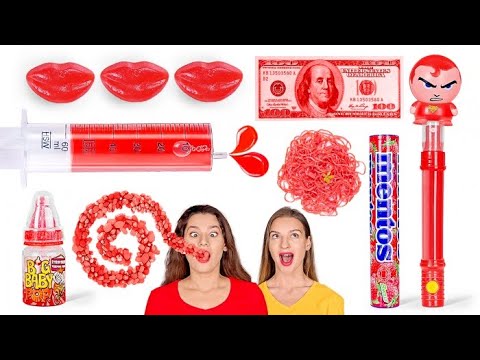 CUMA MAKAN MAKANAN MERAH SELAMA 24 JAM! Lomba Makan Makanan Merah! Mukbang oleh 123 GO! CHALLENGE