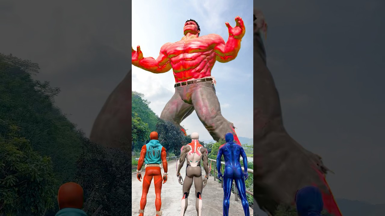 Spiderman Battles Giant Red Hulk 🕷️🔥