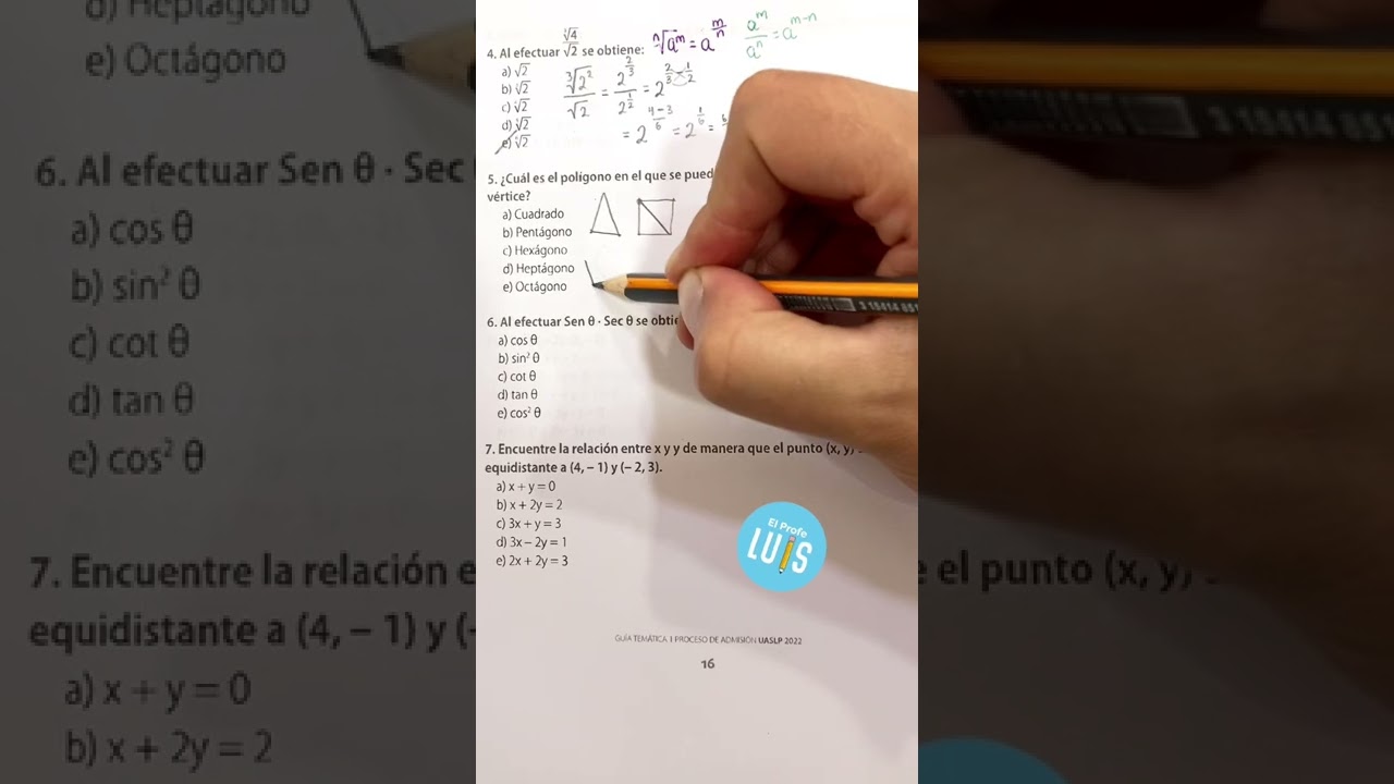 Ejercicio tipo #examendeadmision UASLP 2022 #shorts #elconocimientosecomparte