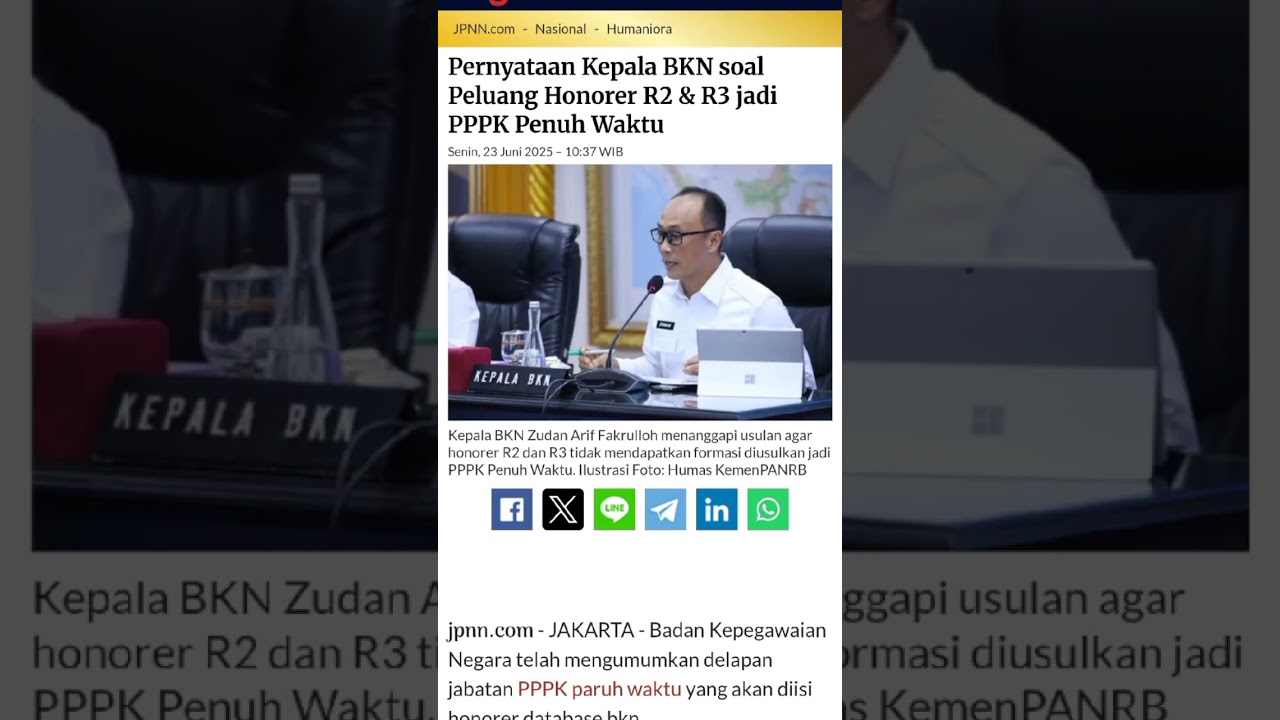 Pernyataan Kepala BKN soal Peluang Honorer R2 & R3 jadi PPPK Penuh Waktu