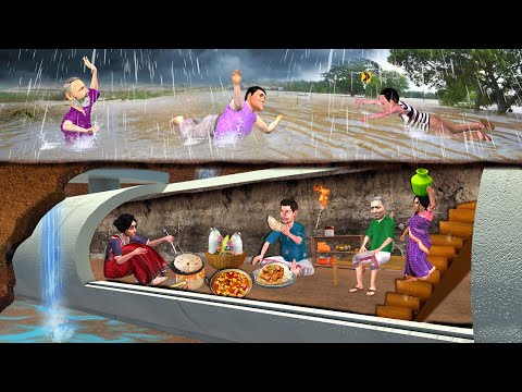 Flood Me Underground Tunnel House Barish Me Gaon Floods Rescue Hindi Kahani Moral Stories Comedy