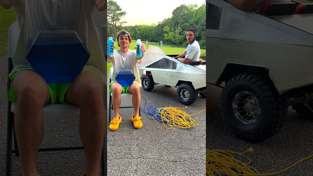 $1000 CYBER TRUCK VS CARTER SHARER TEST🚒🚀 #tesla #cybertruck #rccar #comedy #funny #shorts #usa