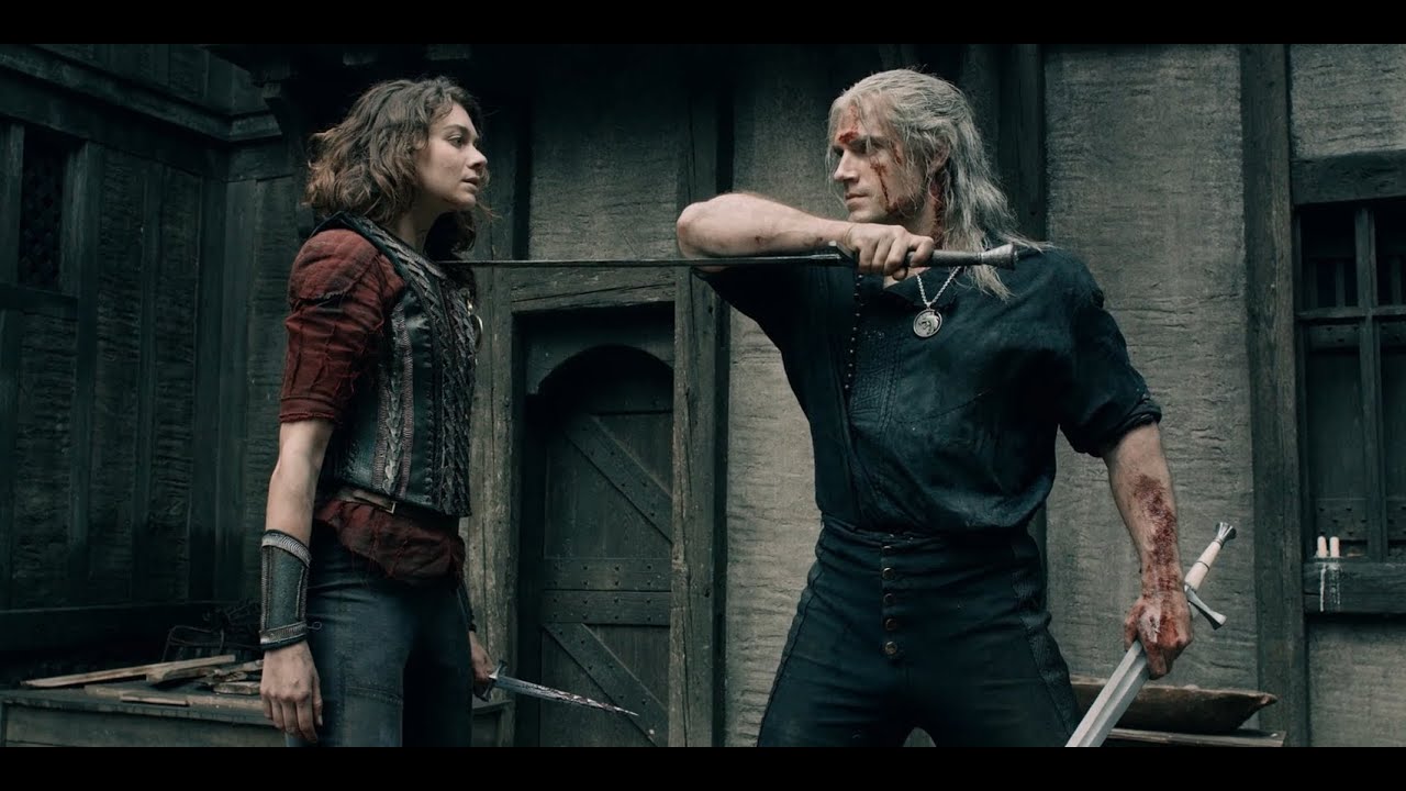 Epic 4K UHD Showdown: Geralt Battles Renfri in The Witcher ⚔️