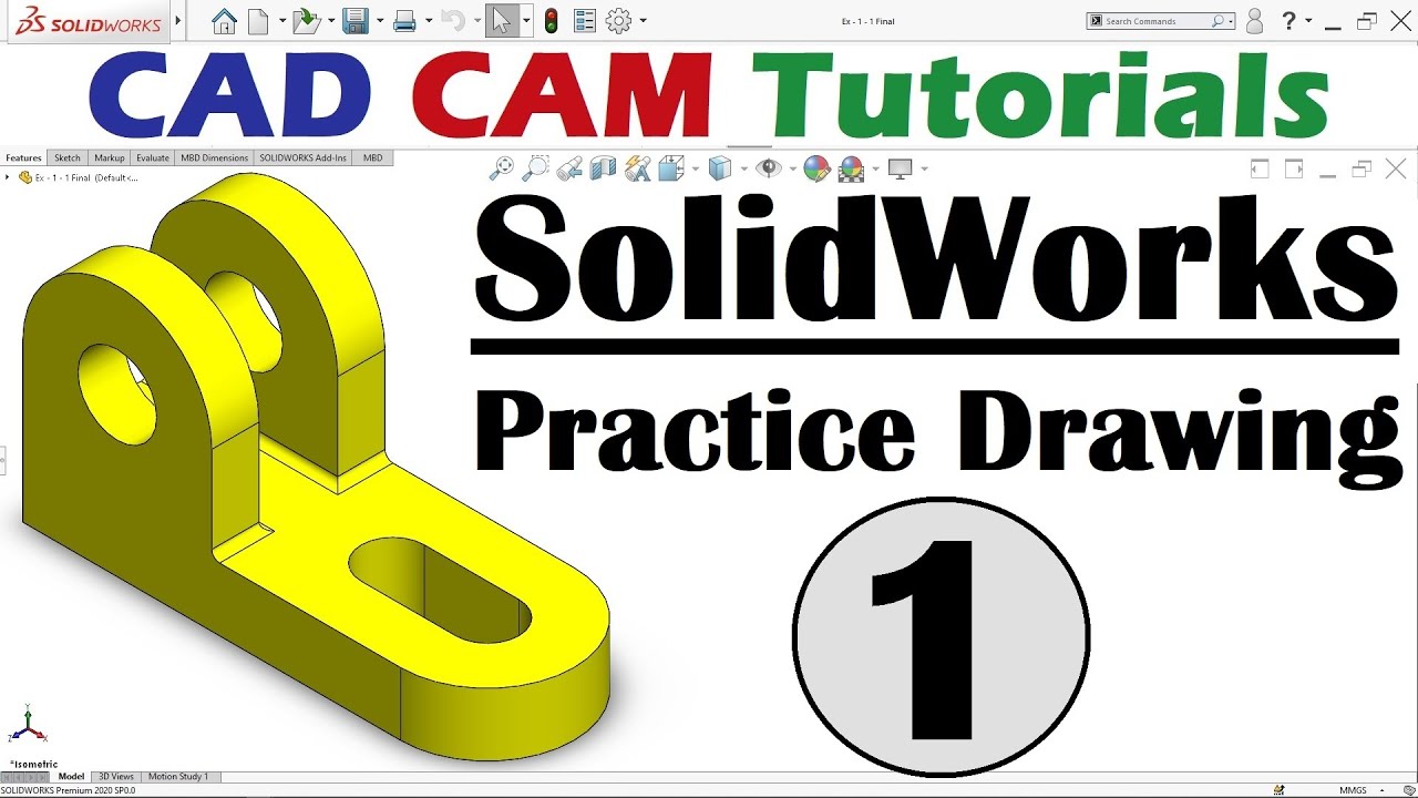 SolidWorks Basic Practice Drawing Exercise for Beginners - 1