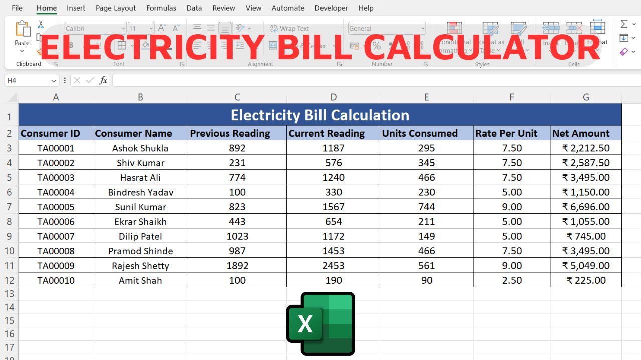 Excel Electricity Bill Calculation Guide ⚡