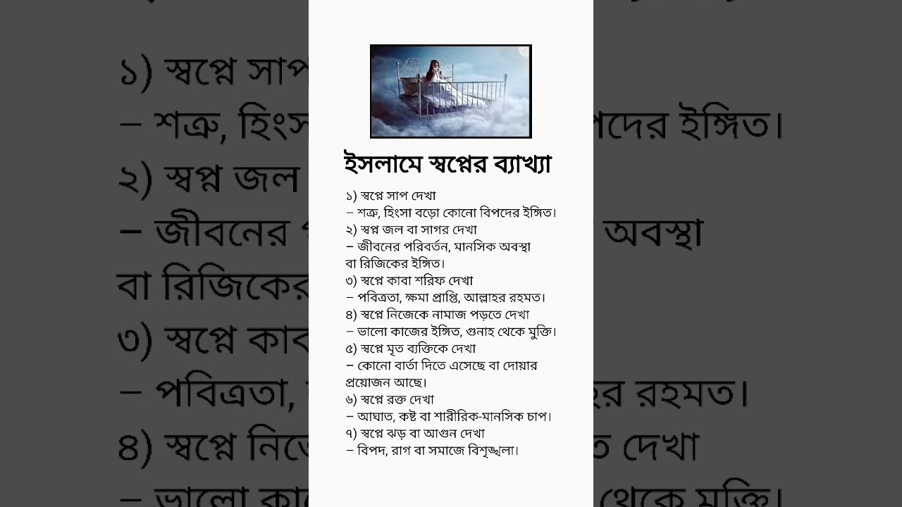 ইসলামে স্বপ্নের ব্যাখ্যা 🕌