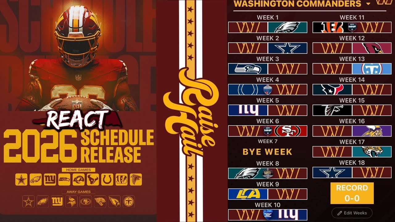 Commanders 2026-27 Schedule & Playoff Outlook 🏈