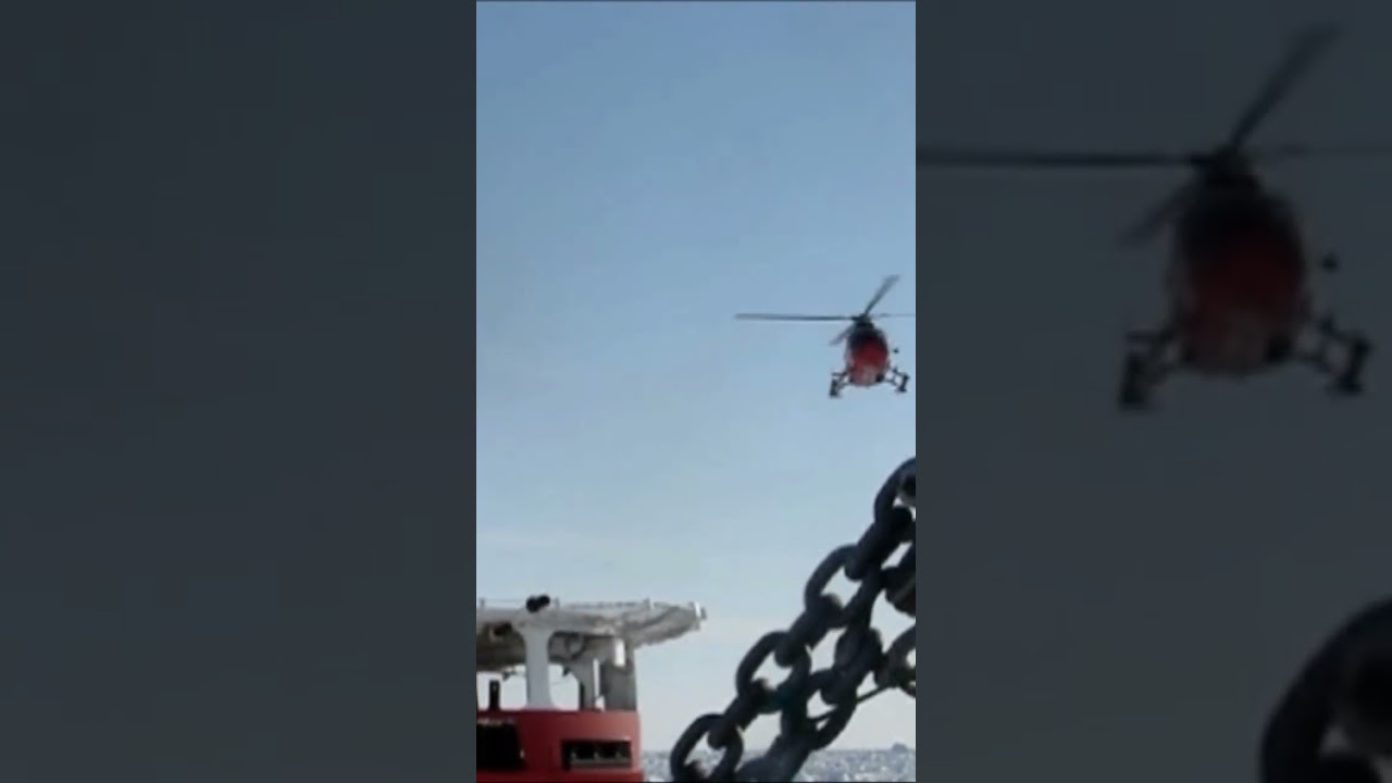 Canadian Coast Guard BO-105 landing on the icebreaker Henry Larsen