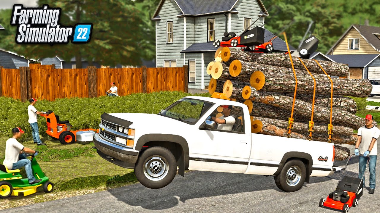 MOWING OVERGROWN LAWN WITH PUSH MOWERS! ($5,000 JOB!) | FARMING SIMULATOR 22