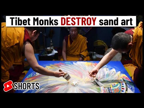 Tibet monks creates sand art then DESTROYS them!