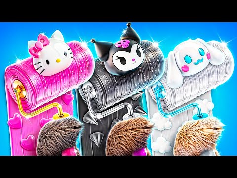 Tantangan Rumah Anjing Satu Warna! Hello Kitty vs Kuromi vs Cinnamoroll!