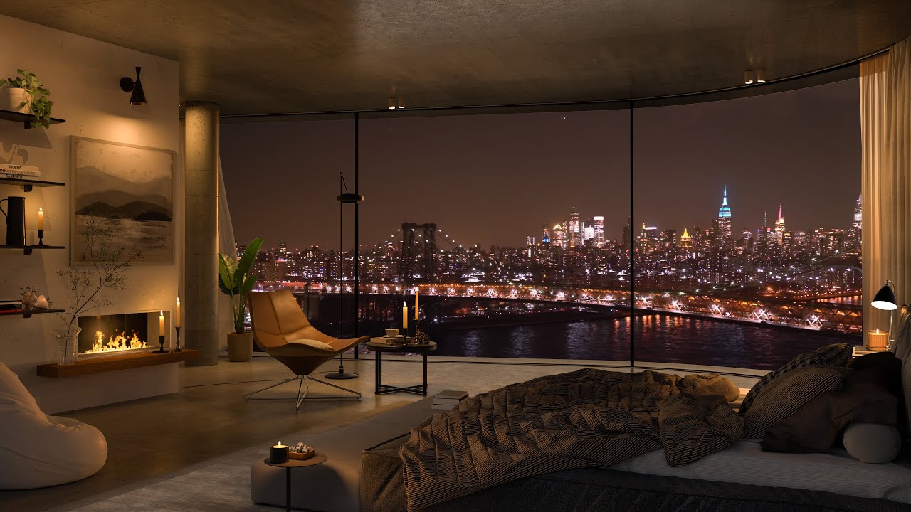 NYC Jazz Night in Luxury Bedroom | 4K Relaxing Music 🎷