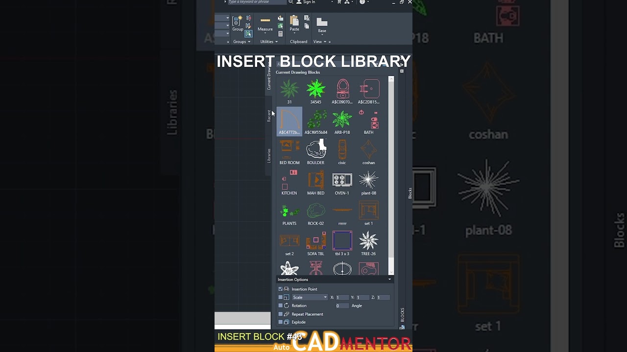 AutoCAD Basics for Beginners: Master Block Library #43 & Drawing Commands 🏗️