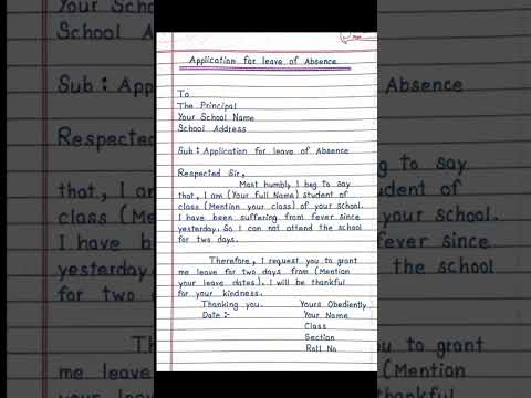 2 days leave application to the class teacher