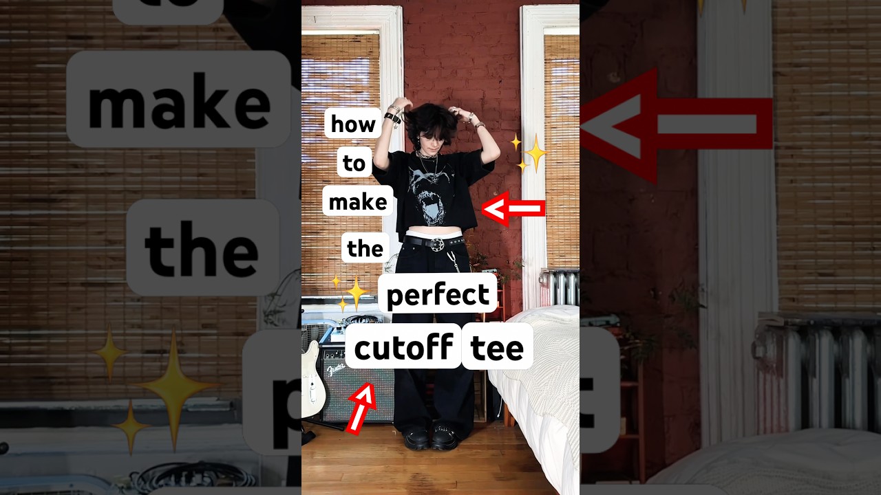 how to make a cutoff tee 💘✨#tutorial #clothing #style #unisex #androgynous #unisexfashion #diy